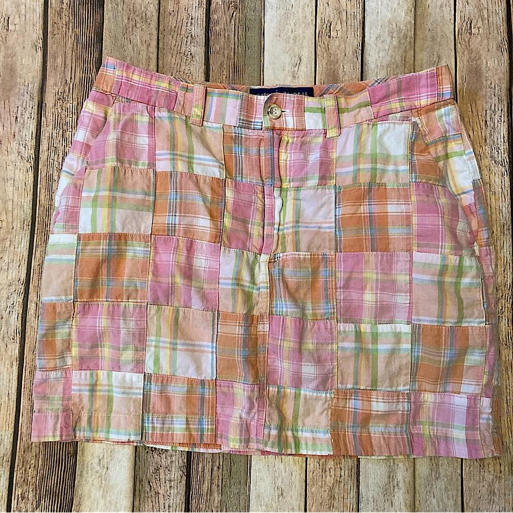Cape Madras Women’s Patchwork Plaid Multicolor Skirt Sz 6 Zipper/Button Pockets